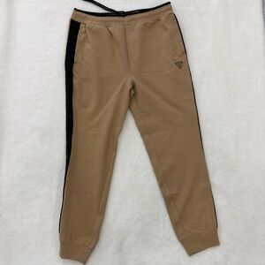 Guess Mens Ismael Logo Tape Joggers Toasted Taupe Tan Pants X5GQ10 K8XF0 L
